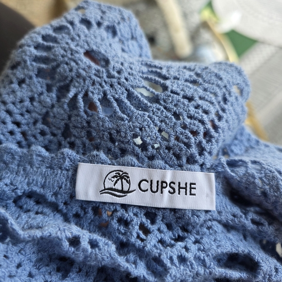 Cupshe Small Blue Crochet Tank Top Vacation Boho Chic Bohemian Sheer Knit - Picture 8 of 11